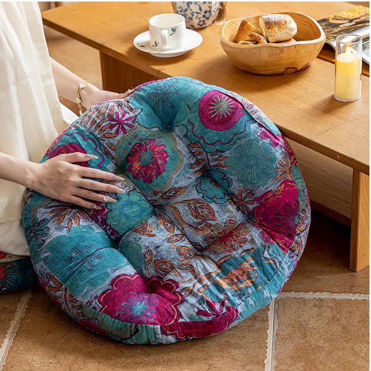 Bohemian Floral Floor Cushion | Plush Polyester | 21" x 21"