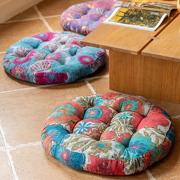 Bohemian Floral Floor Cushion | Plush Polyester | 21" x 21"
