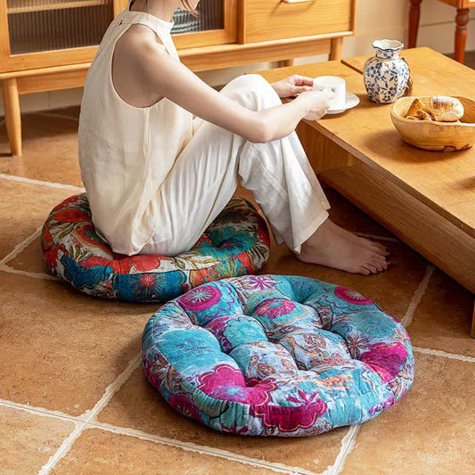 Bohemian Floral Floor Cushion | Plush Polyester | 21" x 21"