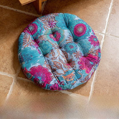 Bohemian Floral Floor Cushion | Plush Polyester | 21" x 21"