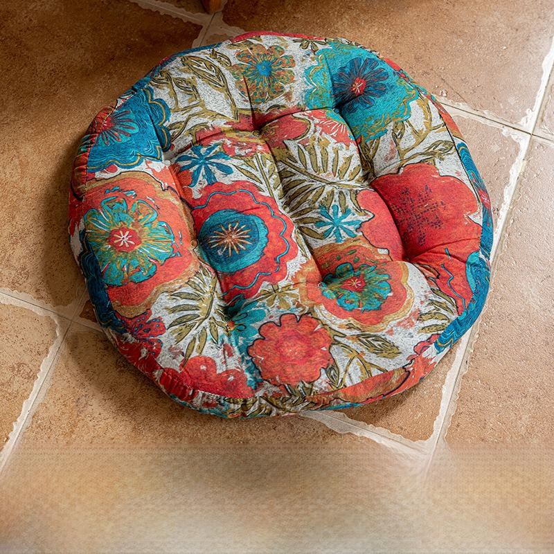 Bohemian Floral Floor Cushion | Plush Polyester | 21" x 21"
