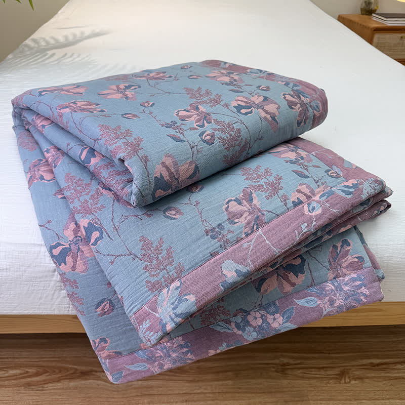 Elegant Floral Pure Cotton Double-layer Summer Quilt