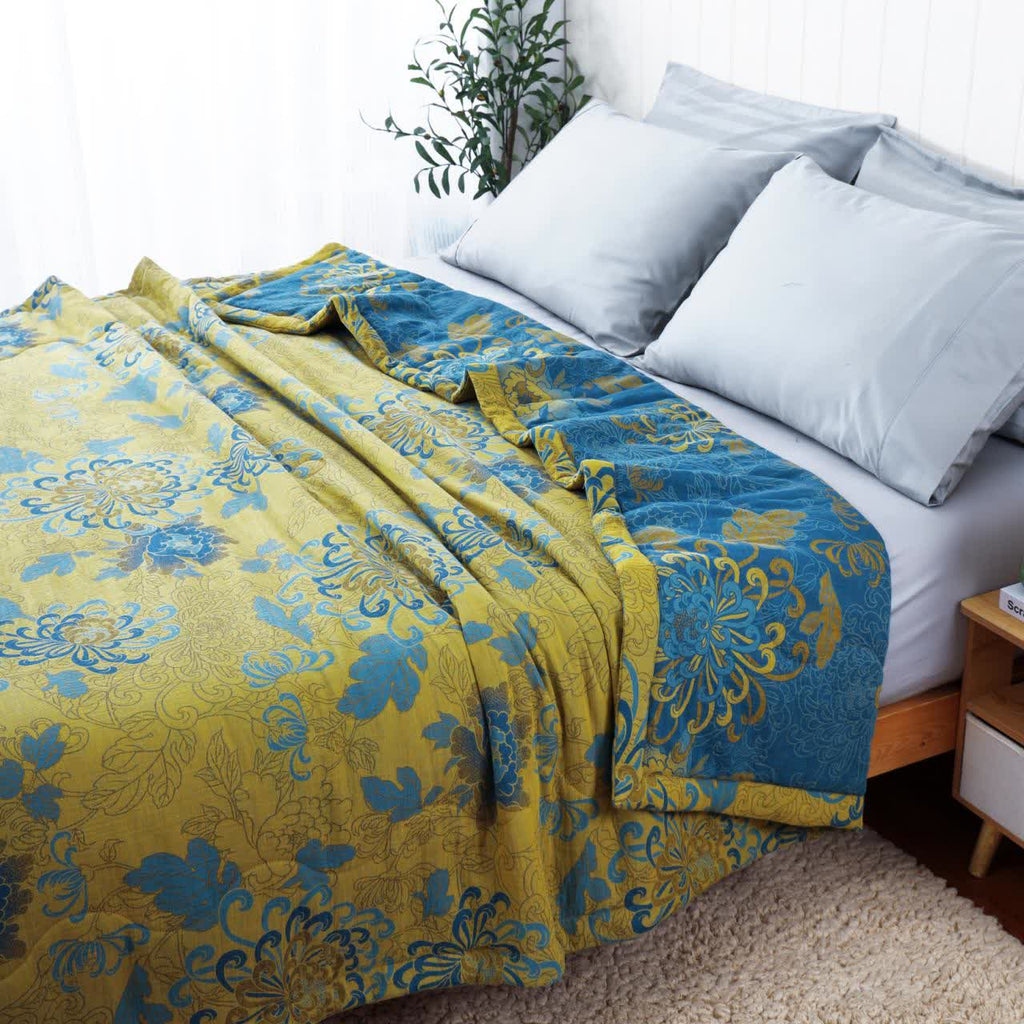 Cotton Summer Quilt | Retro Jacquard Design | Queen & King Sizes