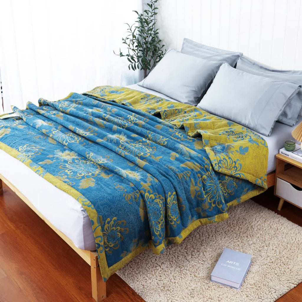 Cotton Summer Quilt | Retro Jacquard Design | Queen & King Sizes