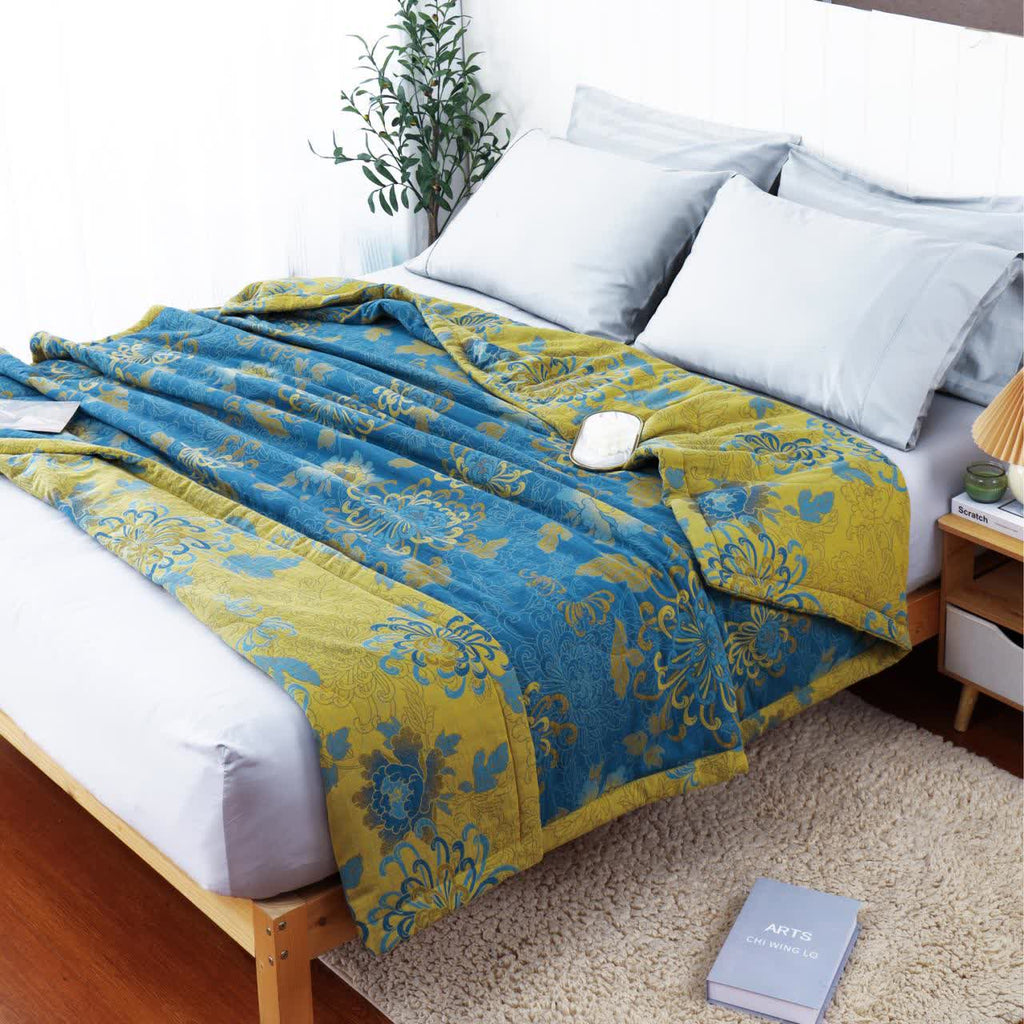 Cotton Summer Quilt | Retro Jacquard Design | Queen & King Sizes