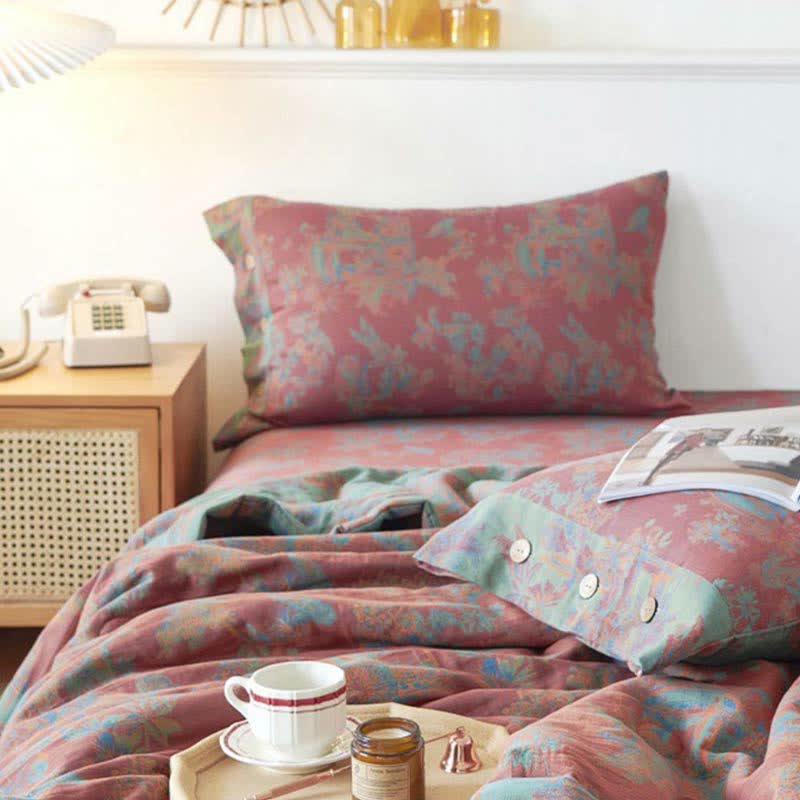 Vintage Cotton Reversible Quilt | Eco-Friendly Double-Layer Design | Queen Size