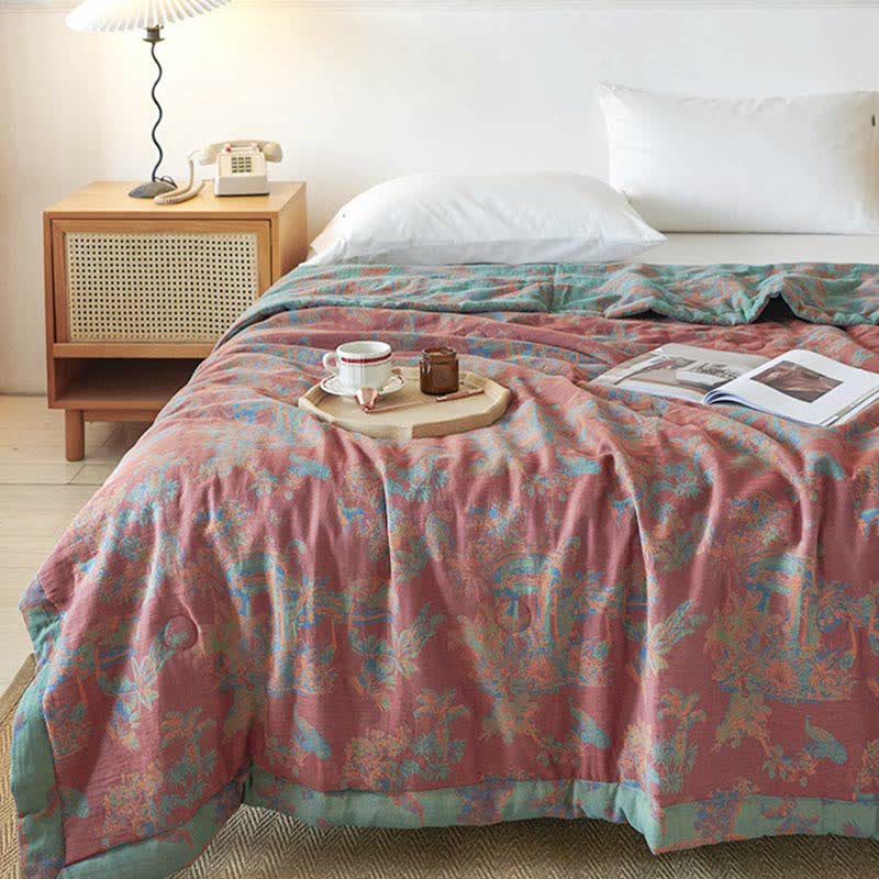 Vintage Cotton Reversible Quilt | Eco-Friendly Double-Layer Design | Queen Size