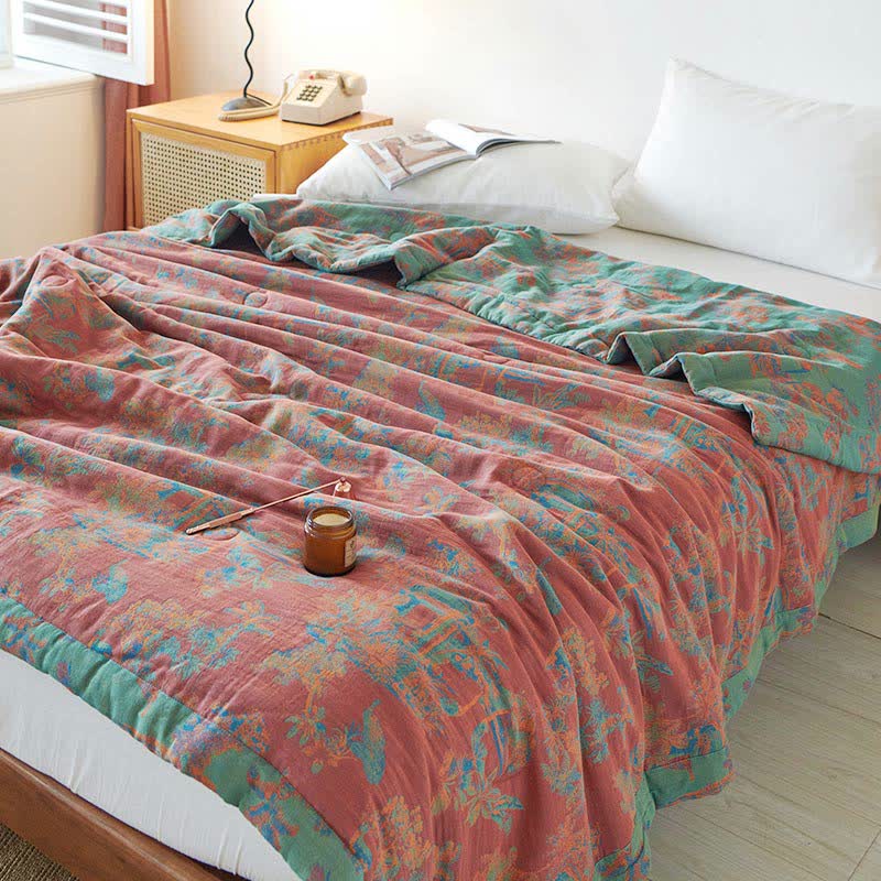 Vintage Cotton Reversible Quilt | Eco-Friendly Double-Layer Design | Queen Size