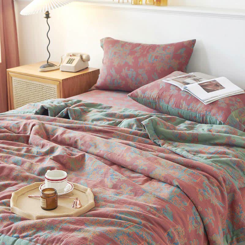 Vintage Cotton Reversible Quilt | Eco-Friendly Double-Layer Design | Queen Size
