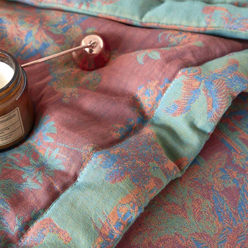 Vintage Cotton Reversible Quilt | Eco-Friendly Double-Layer Design | Queen Size