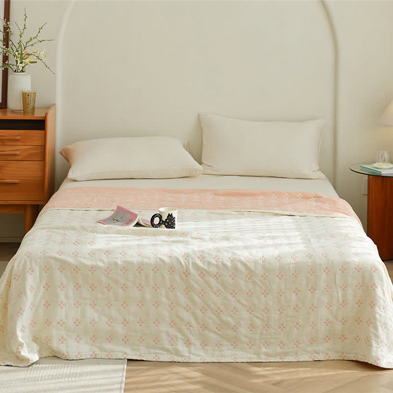 Four-leaf Clover Pure Cotton Gauze Reversible Quilt