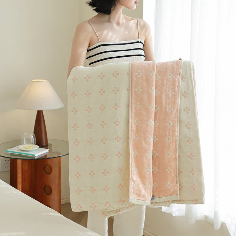 Four-leaf Clover Pure Cotton Gauze Reversible Quilt