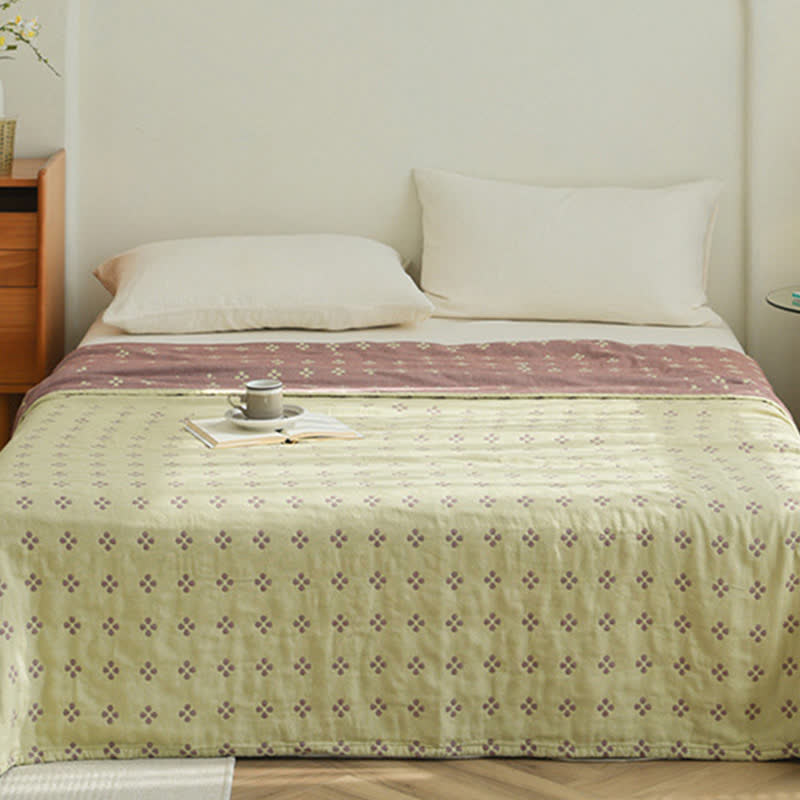 Four-leaf Clover Pure Cotton Gauze Reversible Quilt