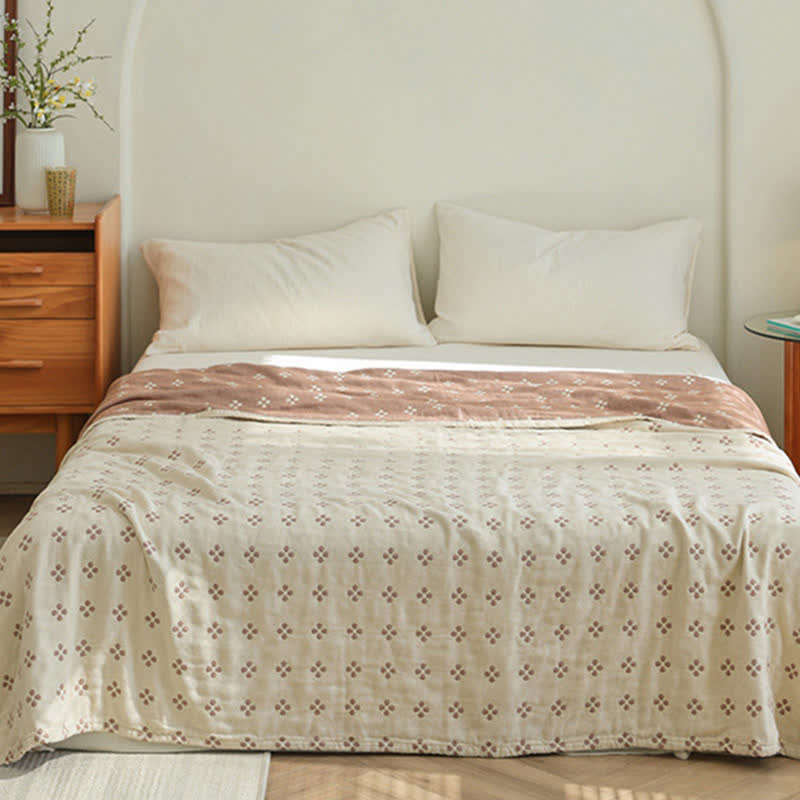 Four-leaf Clover Pure Cotton Gauze Reversible Quilt