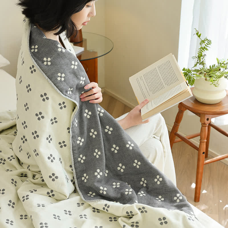 Four-leaf Clover Pure Cotton Gauze Reversible Quilt