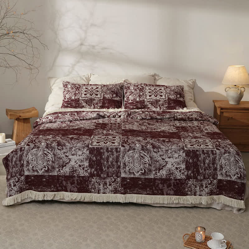 Ethnic Style Quilt | 100% Cotton Gauze with Tassels | Full/Queen Size Options