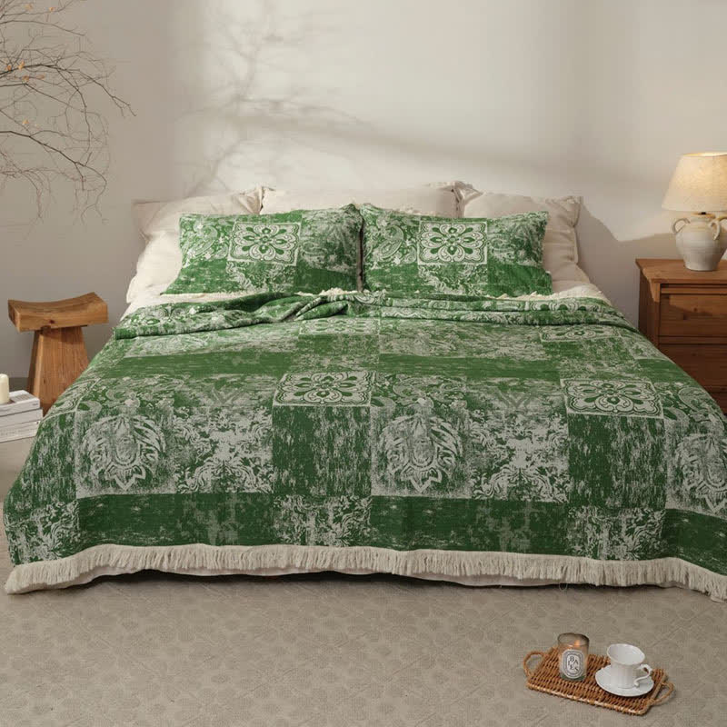 Ethnic Style Quilt | 100% Cotton Gauze with Tassels | Full/Queen Size Options