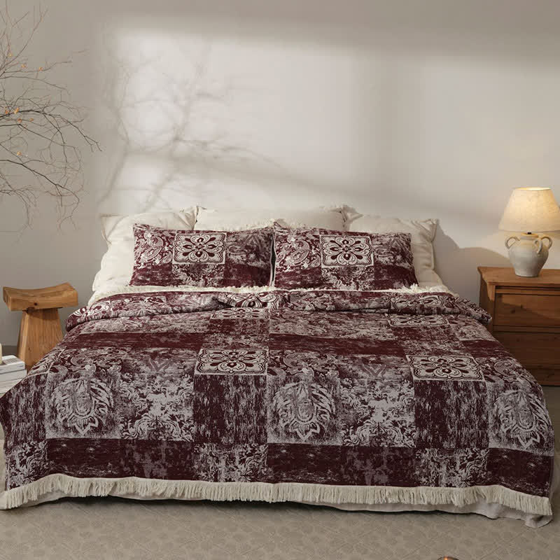 Ethnic Style Pure Cotton Gauze Soft Tassel Quilt