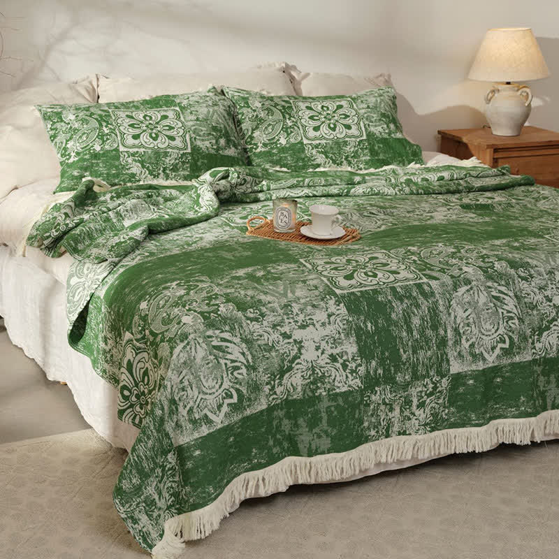 Ethnic Style Quilt | 100% Cotton Gauze with Tassels | Full/Queen Size Options