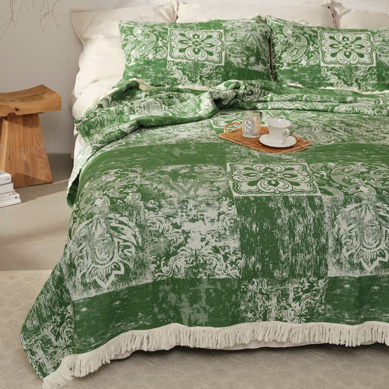 Ethnic Style Pure Cotton Gauze Soft Tassel Quilt