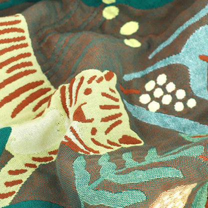 Cotton Gauze Blanket | Reversible Forest Tiger Design | 59" x 79"