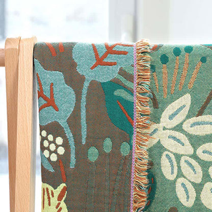 Cotton Gauze Blanket | Reversible Forest Tiger Design | 59" x 79"