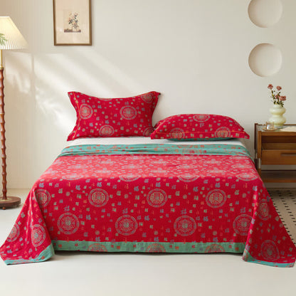 Cotton Reversible Coverlet | Double-layer Jacquard | Multiple Sizes