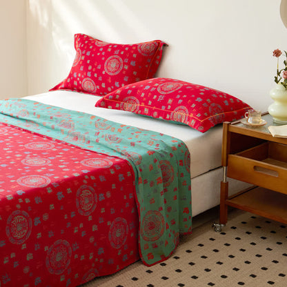 Cotton Reversible Coverlet | Double-layer Jacquard | Multiple Sizes
