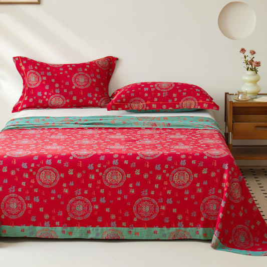 Cotton Reversible Coverlet | Double-layer Jacquard | Multiple Sizes