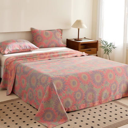 Sunflower Cotton Coverlet | Reversible Jacquard Design | Twin, Full, Queen, King Sizes