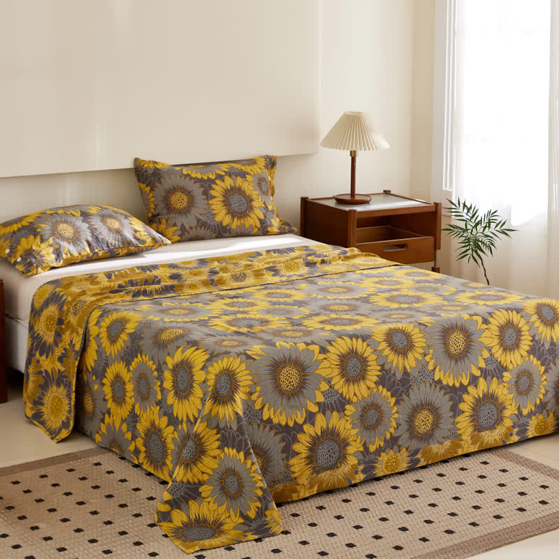 Sunflower Cotton Coverlet | Reversible Jacquard Design | Twin, Full, Queen, King Sizes