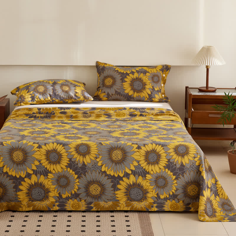Sunflower Cotton Coverlet | Reversible Jacquard Design | Twin, Full, Queen, King Sizes