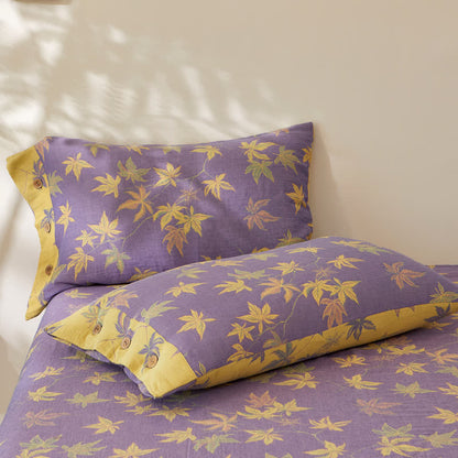 Cotton Reversible Coverlet | Maple Leaf Jacquard Design | Twin, Full, Queen, King Sizes
