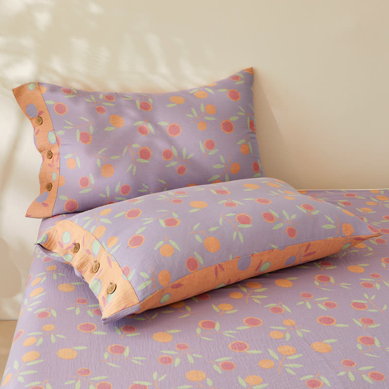 Orange Cotton Reversible Coverlet | Soft Jacquard Fabric | Twin Size