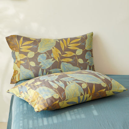 Cotton Reversible Coverlet | Leaf Jacquard Pattern | Multiple Sizes