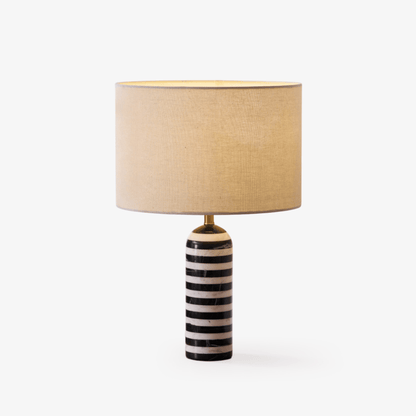 Tuxedo Table Lamp | Black and White Marble | 30cm Diameter