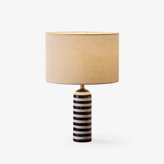 Tuxedo Table Lamp | Black and White Marble | 30cm Diameter