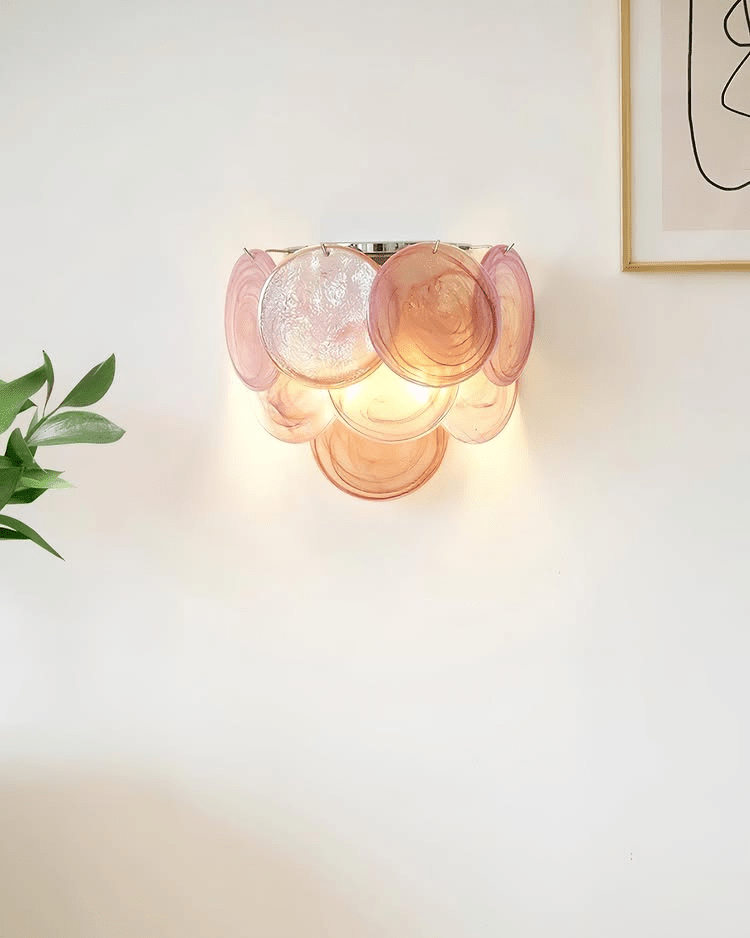 Lunaria Disc Murano Wall Lamp | Murano Glass | Blue, Green, Orange, Pink, White, Clear