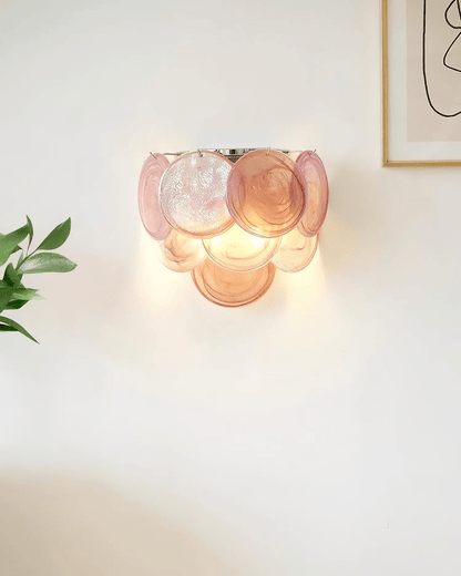 Lunaria Disc Murano Wall Lamp | Murano Glass | Blue, Green, Orange, Pink, White, Clear