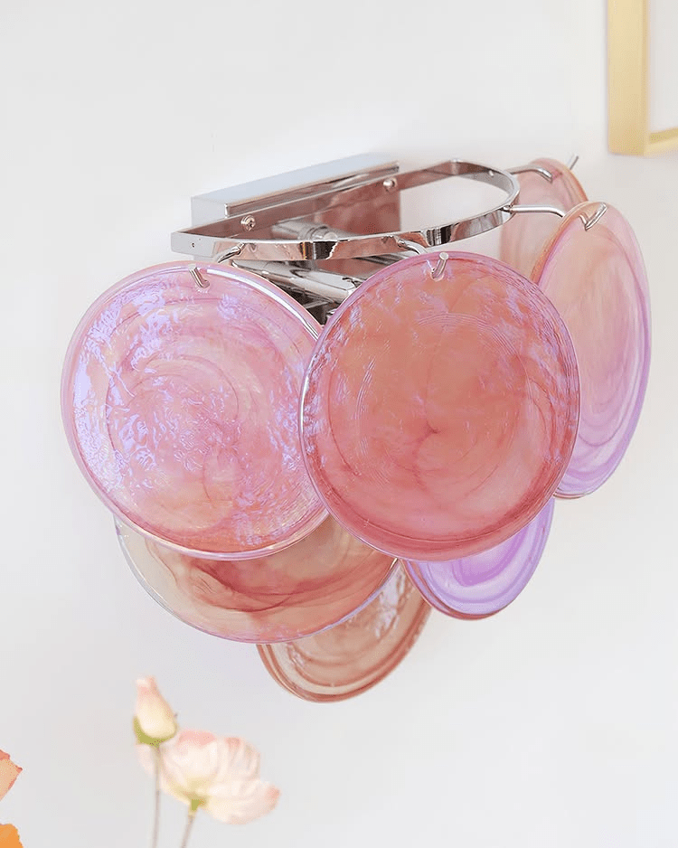 Lunaria Disc Murano Wall Lamp | Murano Glass | Blue, Green, Orange, Pink, White, Clear