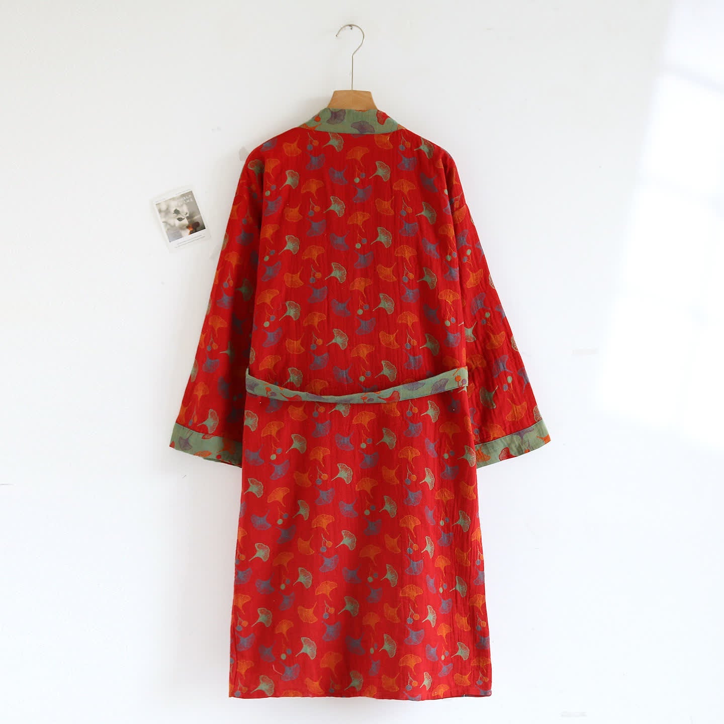 Cotton Bathrobe | Ginkgo Leaf Print | Soft and Breathable