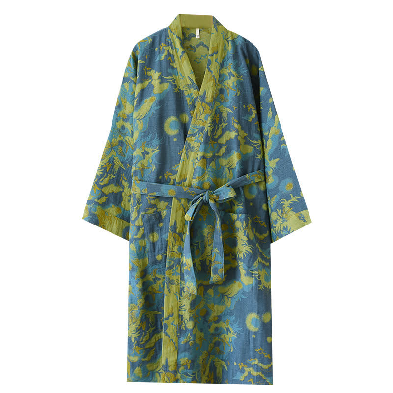 Cotton Bathrobe | Double-Layer Gauze Jacquard | Soft & Breathable