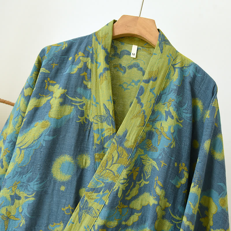 Cotton Bathrobe | Double-Layer Gauze Jacquard | Soft & Breathable
