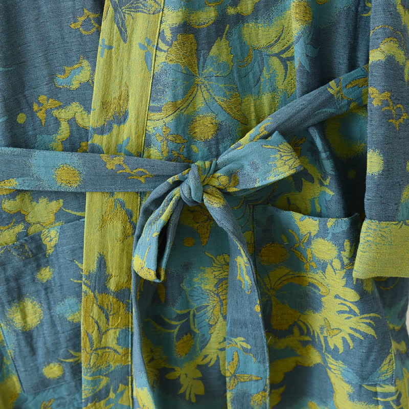 Cotton Bathrobe | Double-Layer Gauze Jacquard | Soft & Breathable