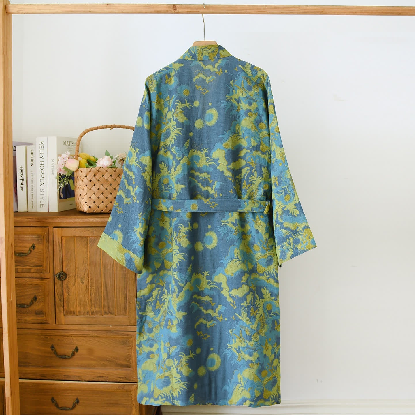 Cotton Bathrobe | Double-Layer Gauze Jacquard | Soft & Breathable