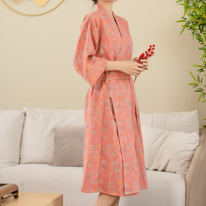 Floral Cotton Bathrobe | Double-layer Gauze | Soft and Breathable