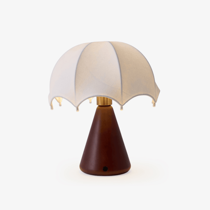 Silk Table Lamp | Rechargeable LED | White Shade & Walnut Base