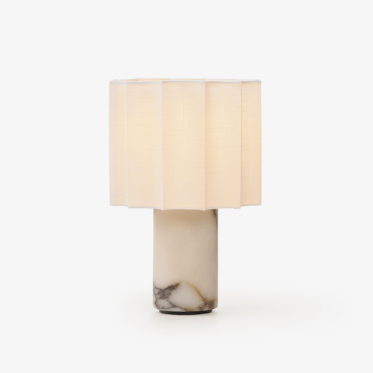 Orbis Veil Table Lamp | Natural Marble Base | White Shade