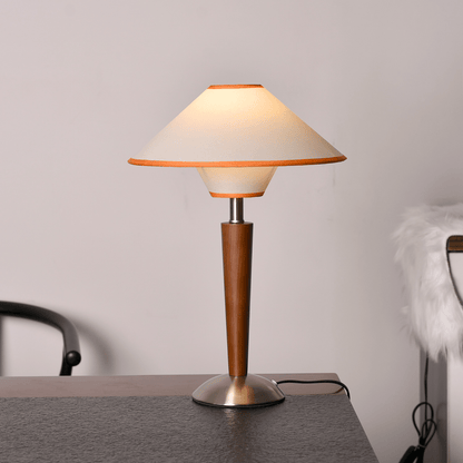 Talonwood Table Lamp | Walnut Wood & Fabric Shade | 30cm Diameter