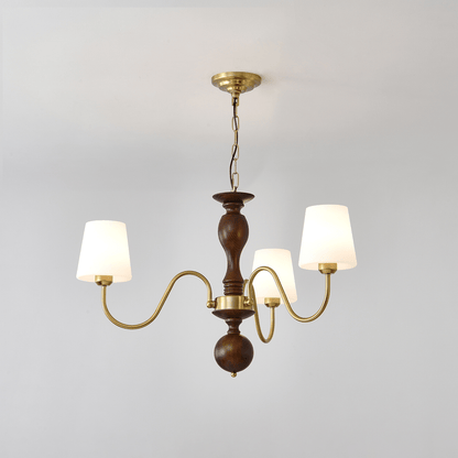 Grove Haven Chandelier | Antique Brass & White Fabric Shade | 3, 6, or 8 Lights
